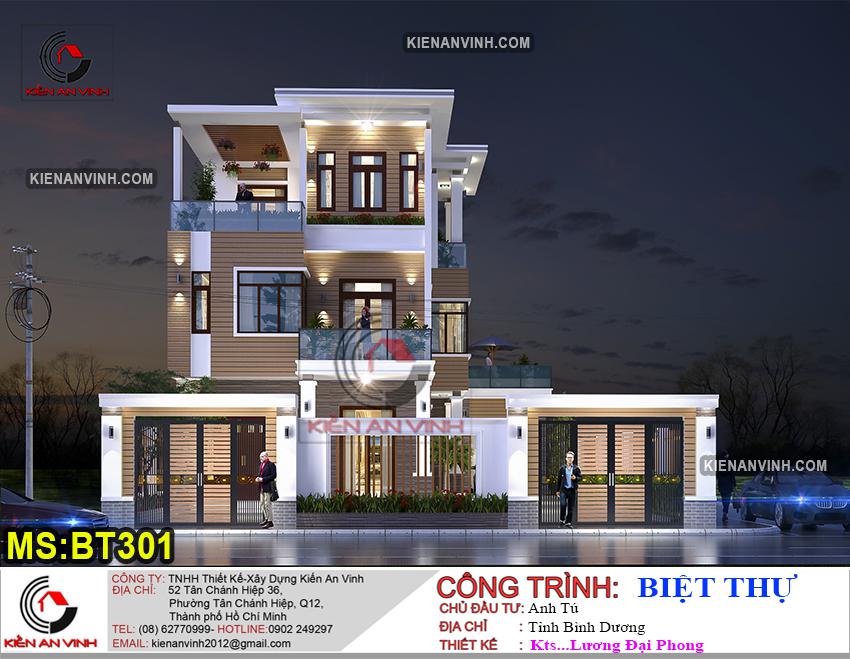 Thiết kế hiện đại kiến trúc biệt thự 3 tầng